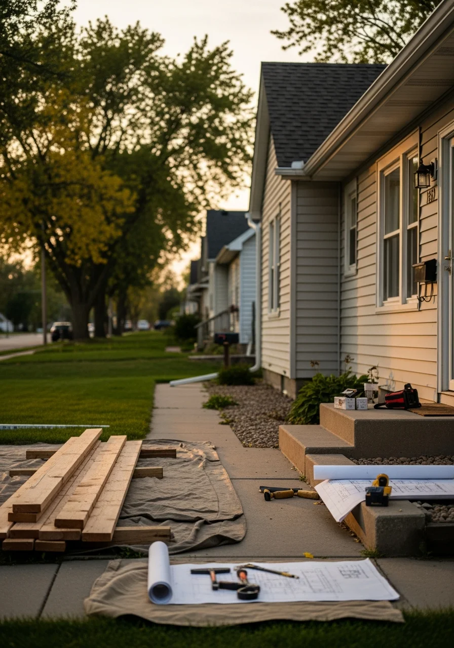 Skilled worker performing detailed work on a Harrisburg home, showing professional craftsmanship.